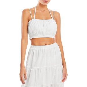 Aqua Womens Swiss Dot Bralette Blouse Cropped Top